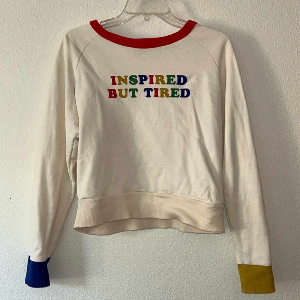 Valfre Women’s Inspired But Tired Long Sleeve Pullover Sweatshirt - Medium